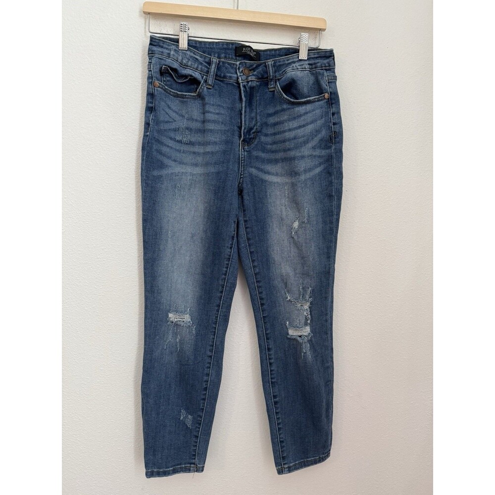 Judy Blue Distressed Relaxed Fit High Rise Blue Jeans Size 31 Boho High Rise
